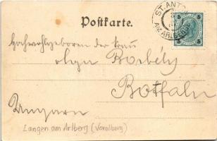 1901 Langen am Arlberg, Bahnhof / railway station, locomotive, train (EK)