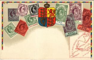 Gibraltar - bélyegek és címer, térkép / stamps, coat of arms and map. Carte philatelique Ottmar Zieher No. 82. litho (fa)