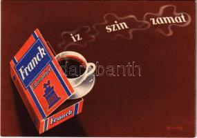 Íz - szín - zamat. Franck cikóriakávé reklámja. Budapesti Árumintavásár. Klösz György és Fia / Hungarian chicory coffee advertisement postcard s: Macskássy