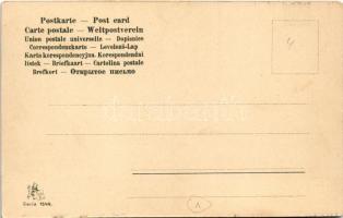 A vadász hazatérése a zsákmánnyal, humor / Hunter humour art postcard. E.S.D. Serie 1649. (EK)