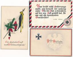 3 db régi német katonai üdvözlet zászlóval / 3 pre-1945 German military greetings with flag
