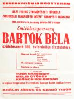 1981 Bartók Béla születésének 100. évfordulója emlékhangverseny plakátja, alján kis szakadással 50x70 cm Hajtva