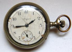 Elgin márkájú, nagyméretű, elegáns amerikai zsebóra, alapja sérült