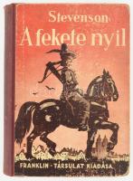 Stevenson: A fekete nyíl. Elbeszélés a fehér rózsa és piros rózsa harcaiból. Ford.: Házsongárdy Gábor. Bp.,én., Franklin. Fekete-fehér egészoldalas illusztrációkkal. Kiadói félvászon-kötés, kopott borítóval, laza fűzéssel, ex libris gróf Lónyay Blanka, jelzett a dúcon (R. Bauer), klisé, papír, 8x6 cm.