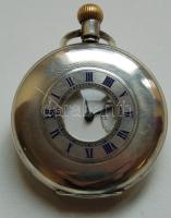 Régi, igényes kivitelű ezüst zsebóra, lapján repedésekkel
