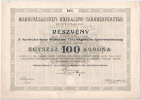 Marosvásárhely 1909. "Marosvásárhelyi Közhasznú Takarékpénztár Részvénytársaság" részvénye...