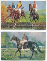 2 db RÉGI lóverseny motívum képeslap / 2 pre-1945 Horse race motive postcards s: Donadini jr.