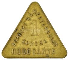 Rudabánya ~1892-1900. "Borsodi Bányatársulat - Rudobánya" 1K értékű bányász bárca (33x37mm) T:XF