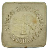 Rudabánya ~1900. "Borsodi Bányatársulat - Rudobánya" 1K értékű bányász bárca, a hátoldalán...