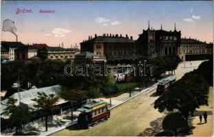 Brno, Brünn; Bahnhof / railway station, tram, café
