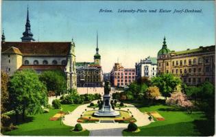 1915 Brno, Brünn; Lazansky-Platz und Kaiser Josef-Denkmal / square, monument