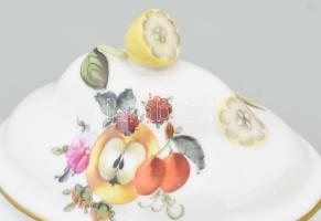 Herendi Bouquet de Fruits mintás cukortartó. Jelzett, hibátlan, dobozában, 13,5x9 cm