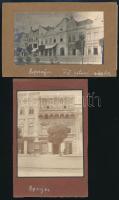 cca 1905 Eperjesi (Felvidék), Fő utcai részletek, 2 db fotó üzletekkel, kartonon, jó állapotban, 6,5×10,5 és 10,5×8 cm közötti méretekben