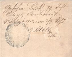 1872 Kámon (Szombathely), katonai elbocsátólevél (obsit) Noszák Károly altüzér (Unterkanonier), a cs...