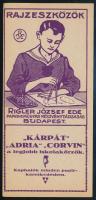 cca 1910 Rajzeszközök, Rigler József Ede Papírneműgyár iskolakörző számolócédula reklámja, szép állapotban