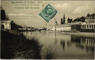Torino, Turin; Esposizione di Torino 1911. Stato dei lavori al fine Marzo. Padiglione della Germania / Expo, German Pavilion (EK)