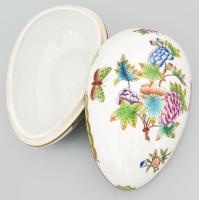 Herendi Viktória mintás tojás alakú bonbonier. Jelzett, kézzel festett, hibátlan, dobozában, h: 17 c...