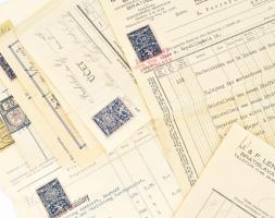 1935-1937 Pozsony (Bratislava), 14 db számla, csehszlovák illetékbélyegekkel