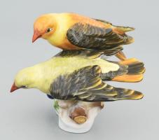 Herendi madárpár bogyós ágon. Jelzett, kézzel festett, hibátlan, dobozában, m: 16 cm