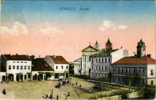 1914 Gorlice, Rynek / market square, shops (EK)