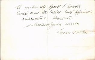 1938 Sopron, M. kir. budapesti 1. honvéd huszárezred hősi halált halt bajtársak emlékműve, készített...