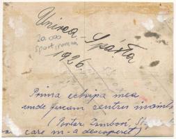 1926 UNIREA - SPÁRTA futball mérkőzés, focisták / Romanian football players. photo (7,9 x 10 cm) (vá...