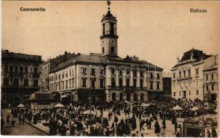 Chernivtsi, Czernowitz, Cernauti, Csernovic, Csernyivci; Rathaus / town hall, square, market, shops