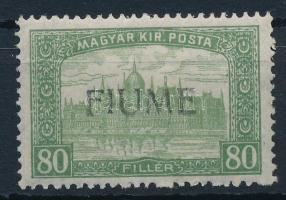 Fiume 1918 Parlament 80h H IV. felülnyomással. Signed: Bodor (9.000)