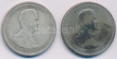 1930. 5P Ag "Horthy jobbra" (2x) T:F patina Adamo P8