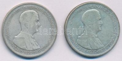 1930. 5P Ag "Horthy jobbra" (2x) T:F patina Adamo P8