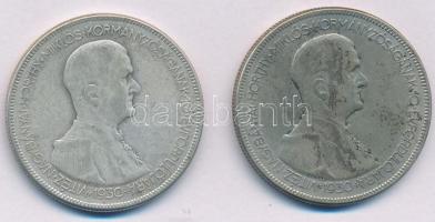1930. 5P Ag "Horthy jobbra" (2x) T:VF,F patina Adamo P8