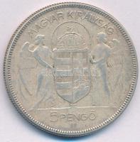 1930. 5P Ag "Horthy jobbra" hajas T:VF patina Adamo P8