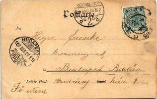 1900 Cieszyn, Teschen; Demelplatz, Grosse Laube / square, shops of Kutzer & Co., S. Silberstein,...