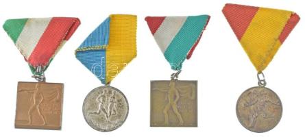~1940. 4db bronz és ezüstözött bronz díjérem mellszalaggal, közte "Magyar Athletikai Szövetség" bronz díjérem (2x) T:XF patina