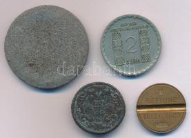 4db-os vegyes fémpénz, zseton, emlékérem tétel, közte Bulgária 1966. 2L Cu-Ni "Ohridski halálán...