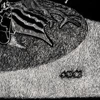 Olvashatatlan jelzéssel: Vándor (cím nélkül). Tus, papír, üvegezett fakeretben, 44x34 cm