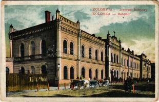 1918 Kolomyia, Kolomyja, Kolomyya, Kolomea; Dworzec kolejowy / Bahnhof / railway station (Rb)