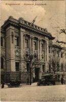 1916 Vilnius, Wilna; Kriegslazarett, Russische Reichsbank / Russian bank as military hospital, Red Cross ambulance automobile