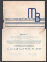 1935-1936 Vegyes meghívó tétel, 4 db, egyik borítékkal, ugyanannak a személynek a részére, Kispestre...