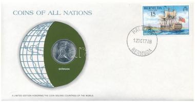 Bermuda 1973. 25c Cu-Ni Nemzetek pénzérméi felbélyegzett borítékban, bélyegzéssel T:UNC  Bermuda 1973. 25 Cents Cu-Ni Coins of all Nations in envelope with stamp and cancellation C:UNC