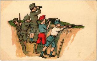 Rigler József Ede papírneműgyár részvénytársaság reklámja / Hungarian paper shop advertisement card with soldiers. litho (EK)