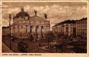 1939 Lviv, Lwów, Lemberg; Teatr Miejski / Theatre Municipal / theatre, tram (EK)