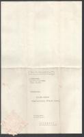 1933 Imrédy Béla (1891-1946) pénzügyminiszter, majd miniszterelnök autográf aláírása egy felügyelői ...