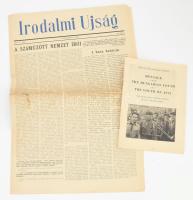 cca 1957-1960 Message from The Hungarian youth to The youth of Asia. The Hungarian nation fights soviet colonization. hn., én., nyn., 15 p. Fekete-fehér fotókkal illusztrált. Papírkötés. + 1957 Irodalmi Újság. VIII. évf. 1. szám. 1957. május 15.