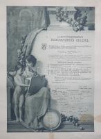 Leányiskolai rajztanárnői oklevél Szinyei Merse Pál (1845-1920) festőművész, művészeti igazgató, Pil...