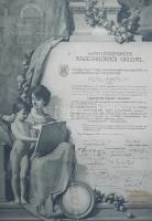Leányiskolai rajztanárnői oklevél Szinyei Merse Pál (1845-1920) festőművész, művészeti igazgató, Pil...