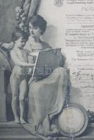 Leányiskolai rajztanárnői oklevél Szinyei Merse Pál (1845-1920) festőművész, művészeti igazgató, Pil...