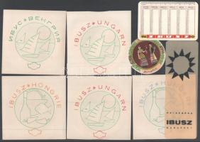 cca 1960 IBUSZ 8 db reklámos címke, könyvjelző, matricák