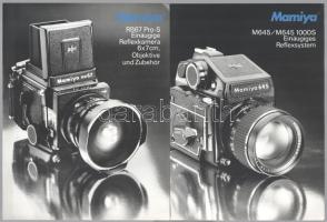 cca 1970-1980 Mamiya 4 db fényképezőgép katalógus gazdag képanyaggal