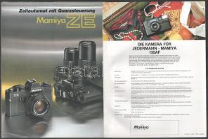 cca 1970-1980 Mamiya 4 db fényképezőgép katalógus gazdag képanyaggal